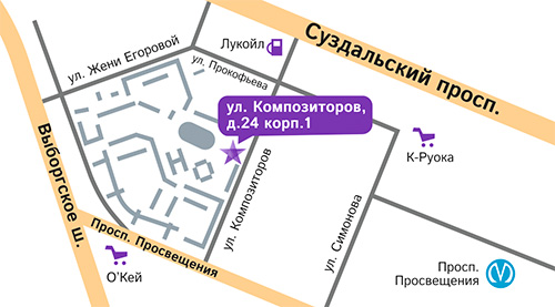 отель на просещения карта